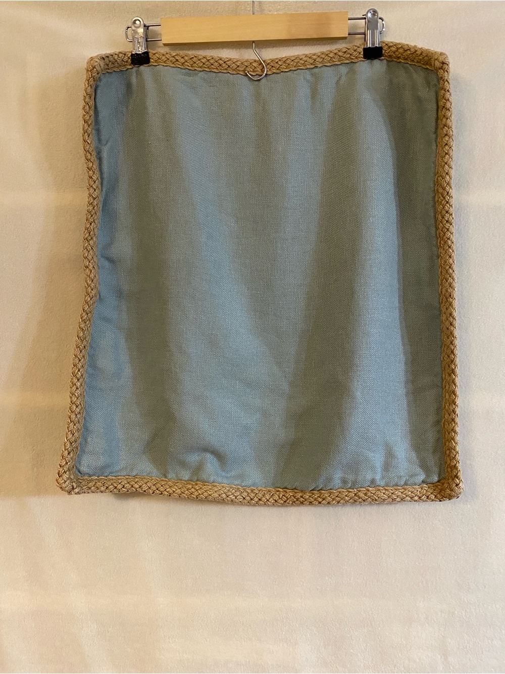 Set of 4 Pottery Barn blue 100% linen jute braid edge 20" x 20" pillow covers - Picture 3 of 15
